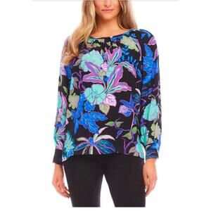NwT ​Karen Kane Crystal Girl Viscose Floral Peasant Long Sleeve Top Oversized XS